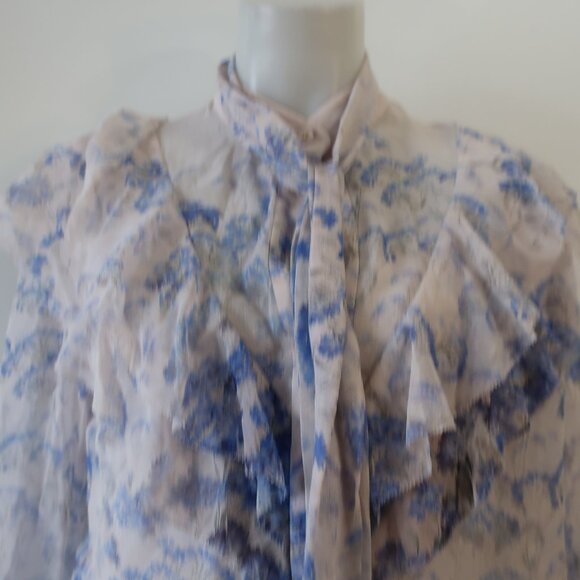 Women Zimmermann Blue Cornflower Print 2Pc Silk Blend Luminous Blouse Top 2 US/M - Picture 9 of 16